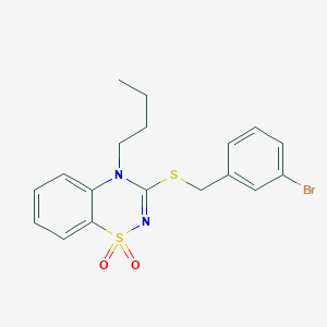 molecular formula C18H19BrN2O2S2 B2943291 3-[(3-溴苄基)硫代]-4-丁基-4H-1,2,4-苯并噻二嗪 1,1-二氧化物 CAS No. 893790-40-4