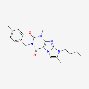 molecular formula C21H25N5O2 B2943299 8-butyl-1,7-dimethyl-3-(4-methylbenzyl)-1H-imidazo[2,1-f]purine-2,4(3H,8H)-dione CAS No. 887463-87-8