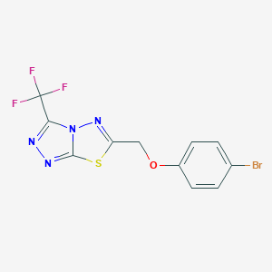 molecular formula C11H6BrF3N4OS B294330 6-[(4-Bromophenoxy)methyl]-3-(trifluoromethyl)[1,2,4]triazolo[3,4-b][1,3,4]thiadiazole 
