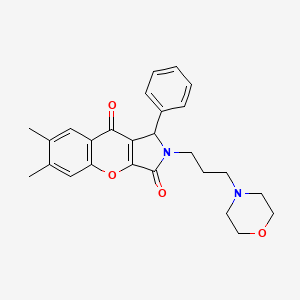 molecular formula C26H28N2O4 B2943326 6,7-Dimethyl-2-(3-morpholinopropyl)-1-phenyl-1,2-dihydrochromeno[2,3-c]pyrrole-3,9-dione CAS No. 631884-58-7
