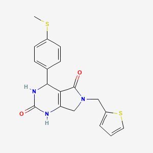 molecular formula C18H17N3O2S2 B2943328 4-(4-(methylthio)phenyl)-6-(thiophen-2-ylmethyl)-3,4,6,7-tetrahydro-1H-pyrrolo[3,4-d]pyrimidine-2,5-dione CAS No. 1021093-90-2