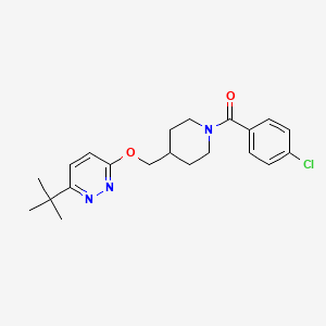 molecular formula C21H26ClN3O2 B2943333 [4-[(6-Tert-butylpyridazin-3-yl)oxymethyl]piperidin-1-yl]-(4-chlorophenyl)methanone CAS No. 2309573-76-8