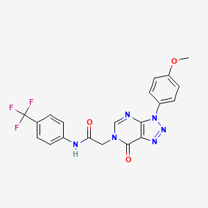 molecular formula C20H15F3N6O3 B2943336 2-(3-(4-methoxyphenyl)-7-oxo-3H-[1,2,3]triazolo[4,5-d]pyrimidin-6(7H)-yl)-N-(4-(trifluoromethyl)phenyl)acetamide CAS No. 847387-04-6