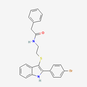 molecular formula C24H21BrN2OS B2943341 N-(2-((2-(4-bromophenyl)-1H-indol-3-yl)thio)ethyl)-2-phenylacetamide CAS No. 1024124-83-1