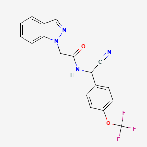 molecular formula C18H13F3N4O2 B2943342 N-[Cyano-[4-(trifluoromethoxy)phenyl]methyl]-2-indazol-1-ylacetamide CAS No. 2217499-72-2