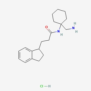 molecular formula C19H29ClN2O B2943343 N-[1-(Aminomethyl)cyclohexyl]-3-(2,3-dihydro-1H-inden-1-yl)propanamide;hydrochloride CAS No. 2503205-85-2