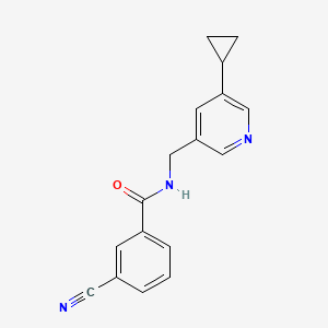 molecular formula C17H15N3O B2943352 3-cyano-N-((5-cyclopropylpyridin-3-yl)methyl)benzamide CAS No. 2034539-14-3