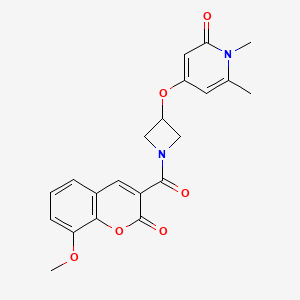 molecular formula C21H20N2O6 B2943359 4-((1-(8-methoxy-2-oxo-2H-chromene-3-carbonyl)azetidin-3-yl)oxy)-1,6-dimethylpyridin-2(1H)-one CAS No. 2034359-47-0