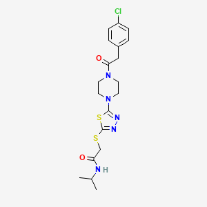 molecular formula C19H24ClN5O2S2 B2943365 2-((5-(4-(2-(4-chlorophenyl)acetyl)piperazin-1-yl)-1,3,4-thiadiazol-2-yl)thio)-N-isopropylacetamide CAS No. 1105200-73-4