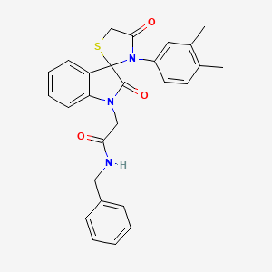 molecular formula C27H25N3O3S B2943384 N-苄基-2-(3'-(3,4-二甲基苯基)-2,4'-二氧代螺[吲哚啉-3,2'-噻唑烷]-1-基)乙酰胺 CAS No. 894556-97-9