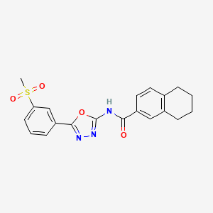 molecular formula C20H19N3O4S B2943385 N-[5-(3-methylsulfonylphenyl)-1,3,4-oxadiazol-2-yl]-5,6,7,8-tetrahydronaphthalene-2-carboxamide CAS No. 886930-63-8