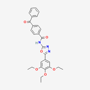 molecular formula C28H27N3O6 B2943392 4-benzoyl-N-[5-(3,4,5-triethoxyphenyl)-1,3,4-oxadiazol-2-yl]benzamide CAS No. 891125-09-0