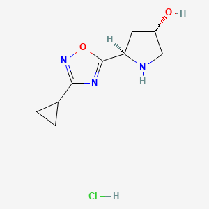 molecular formula C9H14ClN3O2 B2943394 (3S,5R)-5-(3-Cyclopropyl-1,2,4-oxadiazol-5-yl)pyrrolidin-3-ol;hydrochloride CAS No. 2287246-70-0