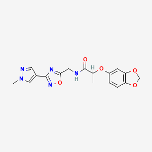 2-(benzo[d][1,3]dioxol-5-yloxy)-N-((3-(1-methyl-1H-pyrazol-4-yl)-1,2,4-oxadiazol-5-yl)methyl)propanamide