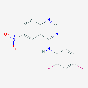 molecular formula C14H8F2N4O2 B2943410 N-(2,4-difluorophenyl)-6-nitro-4-quinazolinamine CAS No. 184360-66-5