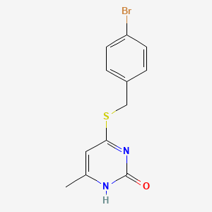 molecular formula C12H11BrN2OS B2943411 4-(4-Bromobenzylthio)-6-methylpyrimidin-2(1H)-one CAS No. 195003-03-3