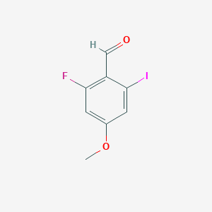 molecular formula C8H6FIO2 B2943414 2-氟-6-碘-4-甲氧基苯甲醛 CAS No. 2384659-20-3
