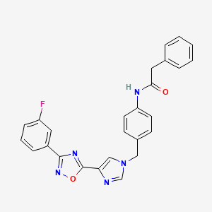 molecular formula C26H20FN5O2 B2943419 N-[4-({4-[3-(3-fluorophenyl)-1,2,4-oxadiazol-5-yl]-1H-imidazol-1-yl}methyl)phenyl]-2-phenylacetamide CAS No. 1111016-47-7