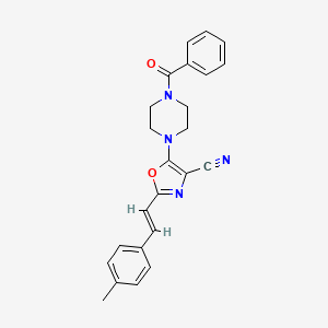 molecular formula C24H22N4O2 B2943426 (E)-5-(4-苯甲酰哌嗪-1-基)-2-(4-甲基苯乙烯基)恶唑-4-腈 CAS No. 940987-05-3