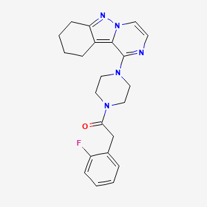 molecular formula C22H24FN5O B2943447 2-(2-氟苯基)-1-(4-(7,8,9,10-四氢吡嗪并[1,2-b]吲唑-1-基)哌嗪-1-基)乙酮 CAS No. 2034260-24-5