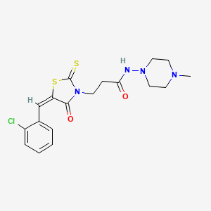 3-[(5E)-5-[(2-chlorophenyl)methylidene]-4-oxo-2-sulfanylidene-1,3-thiazolidin-3-yl]-N-(4-methylpiperazin-1-yl)propanamide