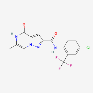 molecular formula C15H10ClF3N4O2 B2943511 N-[4-chloro-2-(trifluoromethyl)phenyl]-6-methyl-4-oxo-4,5-dihydropyrazolo[1,5-a]pyrazine-2-carboxamide CAS No. 1788769-68-5
