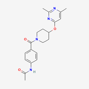 molecular formula C20H24N4O3 B2943519 N-(4-(4-((2,6-dimethylpyrimidin-4-yl)oxy)piperidine-1-carbonyl)phenyl)acetamide CAS No. 2034579-07-0