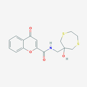 molecular formula C16H17NO4S2 B2943529 N-[(6-hydroxy-1,4-dithiepan-6-yl)methyl]-4-oxo-4H-chromene-2-carboxamide CAS No. 2415464-41-2