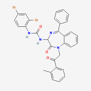molecular formula C31H24Br2N4O3 B2943532 N-(2,5-diaza-2-(2-(2-methylphenyl)-2-oxoethyl)-3-oxo-6-phenylbicyclo[5.4.0]undeca-1(7),5,8,10-tetraen-4-yl)((2,4-dibromophenyl)amino)formamide CAS No. 1796913-78-4