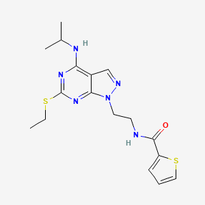 molecular formula C17H22N6OS2 B2943543 N-(2-(6-(ethylthio)-4-(isopropylamino)-1H-pyrazolo[3,4-d]pyrimidin-1-yl)ethyl)thiophene-2-carboxamide CAS No. 941897-09-2