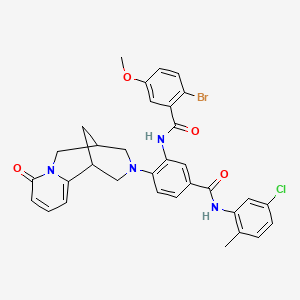 molecular formula C33H30BrClN4O4 B2943551 2-bromo-N-(5-((5-chloro-2-methylphenyl)carbamoyl)-2-(8-oxo-5,6-dihydro-1H-1,5-methanopyrido[1,2-a][1,5]diazocin-3(2H,4H,8H)-yl)phenyl)-5-methoxybenzamide CAS No. 441050-27-7