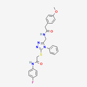 N-(4-fluorophenyl)-2-((5-((2-(4-methoxyphenyl)acetamido)methyl)-4-phenyl-4H-1,2,4-triazol-3-yl)thio)acetamide