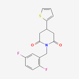 molecular formula C16H13F2NO2S B2943579 1-(2,5-Difluorobenzyl)-4-(thiophen-2-yl)piperidine-2,6-dione CAS No. 1396849-53-8