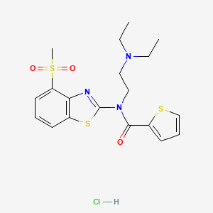 molecular formula C19H24ClN3O3S3 B2943581 N-(2-(二乙氨基)乙基)-N-(4-(甲磺酰基)苯并[d]噻唑-2-基)噻吩-2-甲酰胺盐酸盐 CAS No. 1216901-42-6
