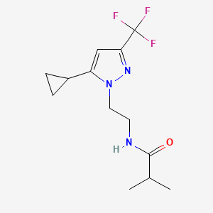 B2943584 N-(2-(5-cyclopropyl-3-(trifluoromethyl)-1H-pyrazol-1-yl)ethyl)isobutyramide CAS No. 1797674-60-2