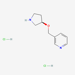 molecular formula C10H16Cl2N2O B2943595 3-{[(3R)-吡咯烷-3-氧基]甲基}吡啶二盐酸盐 CAS No. 1067659-46-4