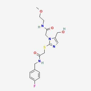 N-(4-fluorobenzyl)-2-((5-(hydroxymethyl)-1-(2-((2-methoxyethyl)amino)-2-oxoethyl)-1H-imidazol-2-yl)thio)acetamide
