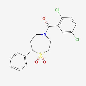 molecular formula C18H17Cl2NO3S B2943627 (2,5-二氯苯基)(1,1-二氧化-7-苯基-1,4-噻氮杂环-4-基)甲酮 CAS No. 2034461-35-1