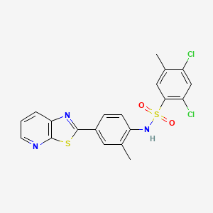 molecular formula C20H15Cl2N3O2S2 B2943630 2,4-dichloro-5-methyl-N-(2-methyl-4-(thiazolo[5,4-b]pyridin-2-yl)phenyl)benzenesulfonamide CAS No. 2320268-31-1