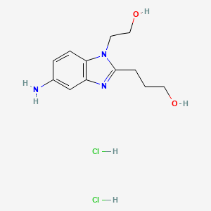 molecular formula C12H19Cl2N3O2 B2943632 3-[5-氨基-1-(2-羟基-乙基)-1H-苯并咪唑-2-基]-丙-1-醇二盐酸盐 CAS No. 1158765-14-0