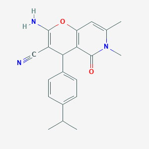2-amino-6,7-dimethyl-5-oxo-4-(4-propan-2-ylphenyl)-4H-pyrano[3,2-c]pyridine-3-carbonitrile