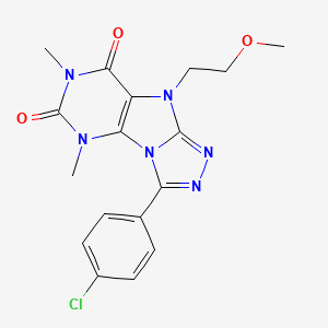 molecular formula C17H17ClN6O3 B2943646 8-(4-Chlorophenyl)-5-(2-methoxyethyl)-1,3-dimethylpurino[8,9-c][1,2,4]triazole-2,4-dione CAS No. 921788-61-6