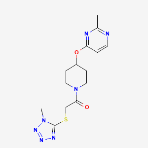 2-((1-methyl-1H-tetrazol-5-yl)thio)-1-(4-((2-methylpyrimidin-4-yl)oxy)piperidin-1-yl)ethanone