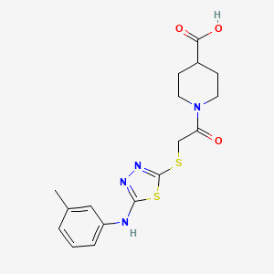 molecular formula C17H20N4O3S2 B2943650 1-[2-({5-[(3-Methylphenyl)amino]-1,3,4-thiadiazol-2-yl}sulfanyl)acetyl]piperidine-4-carboxylic acid CAS No. 731801-14-2
