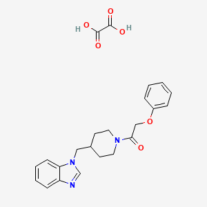 molecular formula C23H25N3O6 B2943659 1-(4-((1H-benzo[d]imidazol-1-yl)methyl)piperidin-1-yl)-2-phenoxyethanone oxalate CAS No. 1351658-41-7