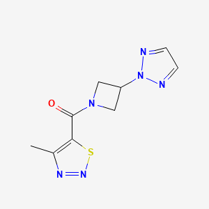 molecular formula C9H10N6OS B2943676 (3-(2H-1,2,3-三唑-2-基)氮杂环丁-1-基)(4-甲基-1,2,3-噻二唑-5-基)甲苯酮 CAS No. 2175979-37-8