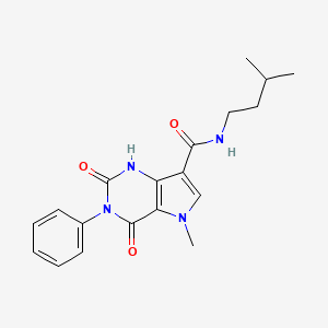 molecular formula C19H22N4O3 B2943694 N-isopentyl-5-methyl-2,4-dioxo-3-phenyl-2,3,4,5-tetrahydro-1H-pyrrolo[3,2-d]pyrimidine-7-carboxamide CAS No. 923220-77-3