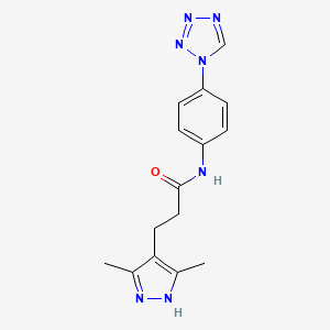 molecular formula C15H17N7O B2943710 N-(4-(1H-四唑-1-基)苯基)-3-(3,5-二甲基-1H-吡唑-4-基)丙酰胺 CAS No. 1286696-62-5