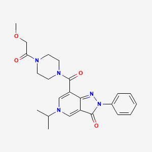 molecular formula C23H27N5O4 B2943713 5-isopropyl-7-(4-(2-methoxyacetyl)piperazine-1-carbonyl)-2-phenyl-2H-pyrazolo[4,3-c]pyridin-3(5H)-one CAS No. 1040647-42-4