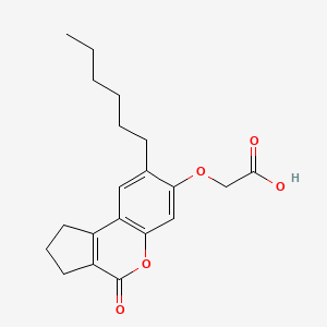 molecular formula C20H24O5 B2943727 (8-Hexyl-4-oxo-1,2,3,4-tetrahydro-cyclopenta[c]chromen-7-yloxy)-acetic acid CAS No. 301196-64-5